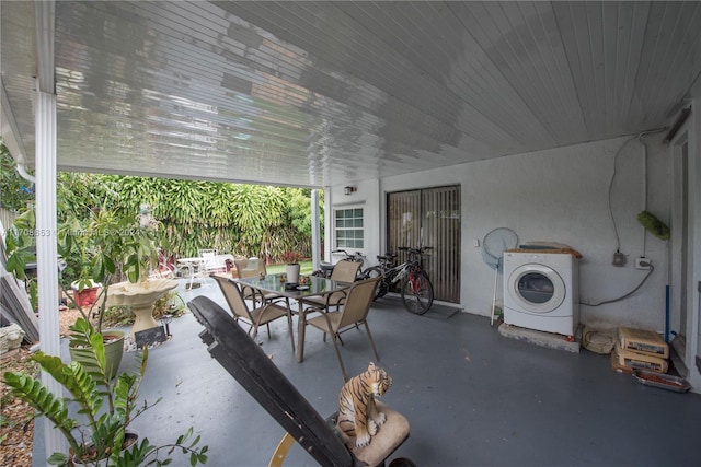 view of patio featuring washer / dryer