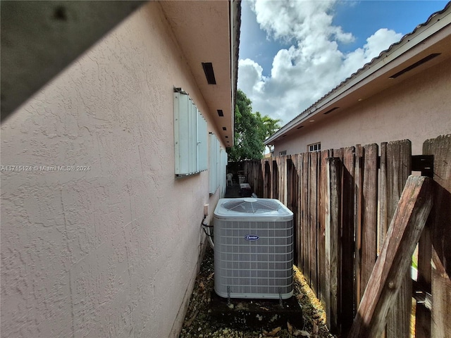 view of property exterior featuring central air condition unit