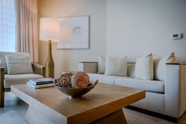 living room with hardwood / wood-style floors