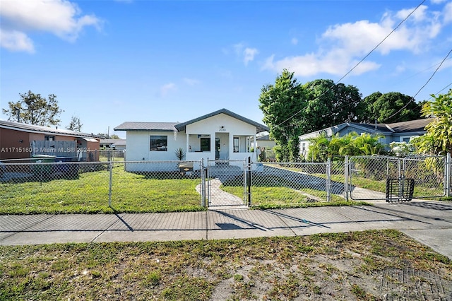 view of front of house with a front yard and a porch