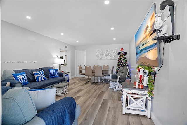 living room with light wood-type flooring