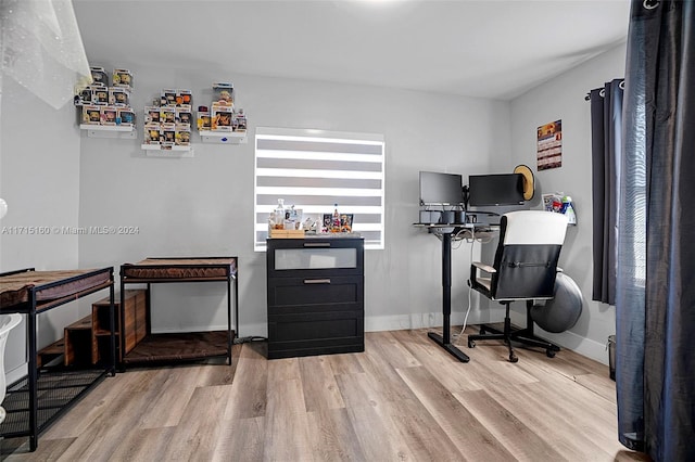 office area with hardwood / wood-style flooring