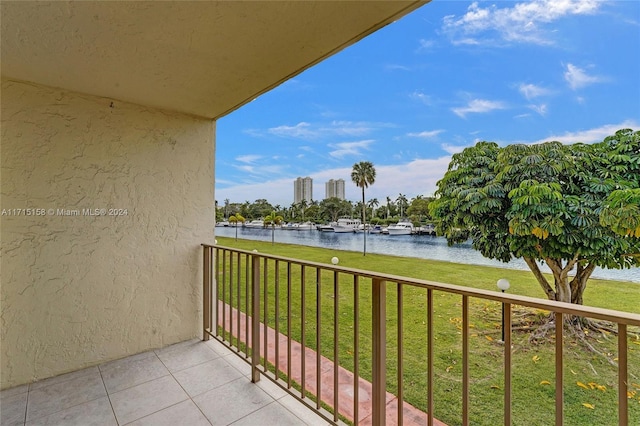 balcony with a water view