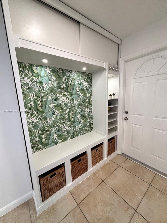 mudroom featuring tile patterned floors