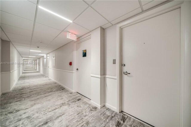3750 Galt Ocean Dr Unit 1602, Fort Lauderdale, FL 33308 - hall with a drop ceiling and wood finished floors
