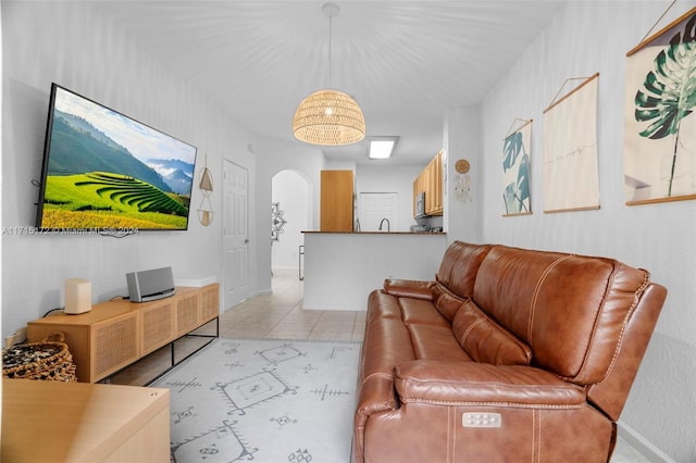 view of tiled living room