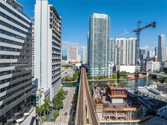 property's view of city with a water view