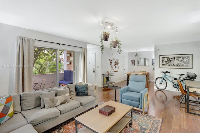 living room featuring light hardwood / wood-style floors