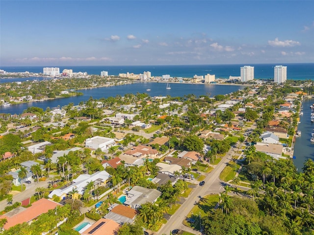 bird's eye view featuring a water view