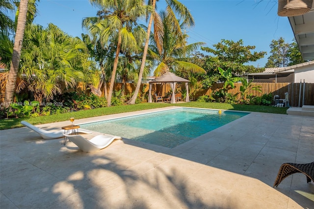 view of pool with a gazebo and a patio