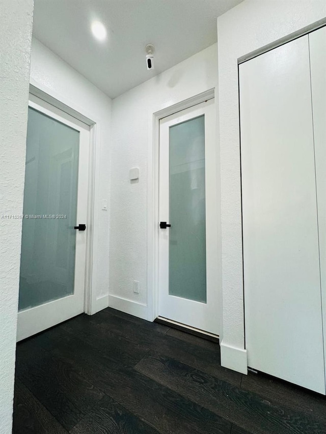 entryway featuring dark wood-type flooring