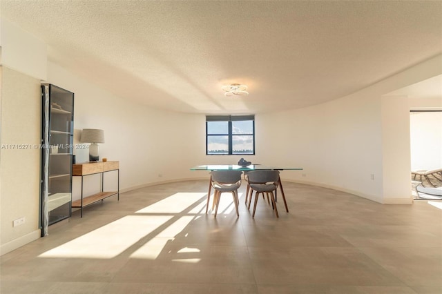 dining area with a textured ceiling