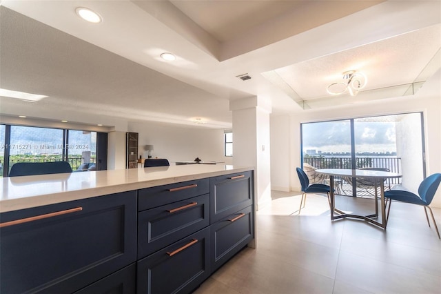 kitchen with a raised ceiling