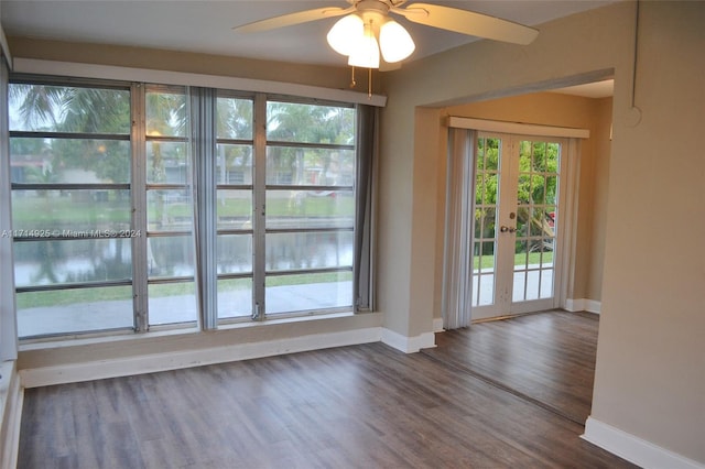 interior space featuring dark hardwood / wood-style floors and french doors