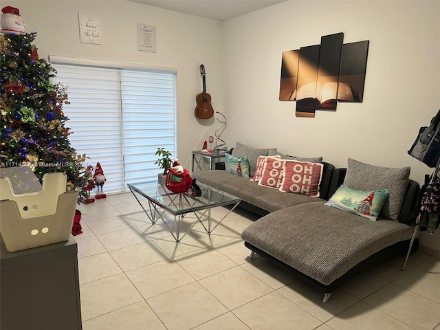 view of tiled living room