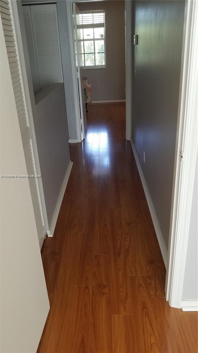 hallway featuring wood-type flooring