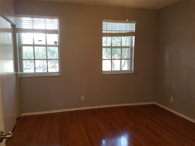 spare room with hardwood / wood-style floors and a healthy amount of sunlight