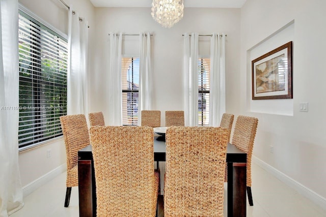 dining room featuring a chandelier