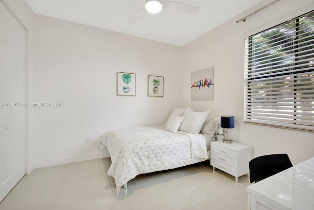 bedroom featuring ceiling fan