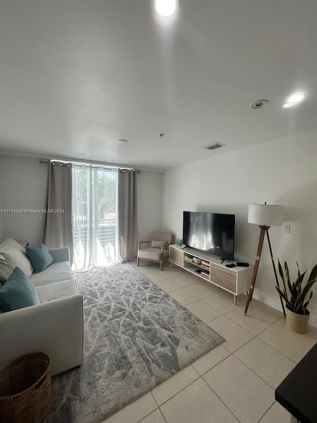 view of tiled living room