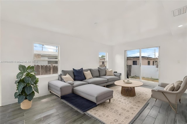 living room featuring a wealth of natural light