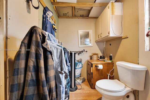 bathroom with wood-type flooring and toilet