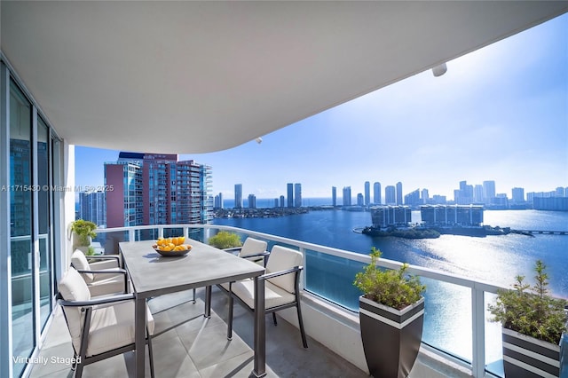 balcony with a water view