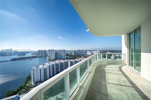 balcony with a water view