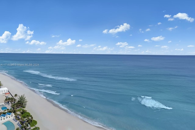 view of water feature with a view of the beach