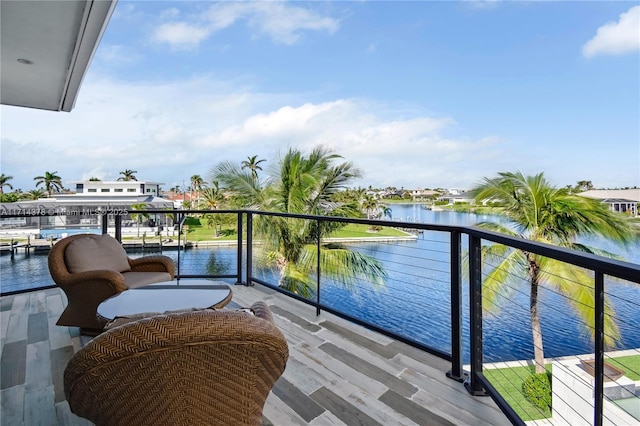 balcony with a water view