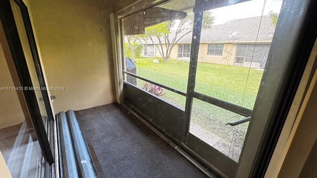 view of unfurnished sunroom