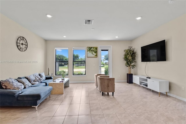 view of tiled living room