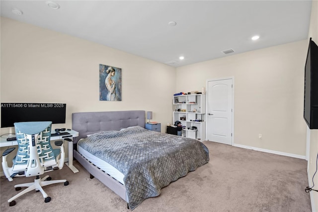 bedroom featuring carpet