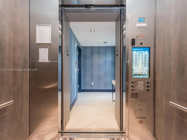 interior space featuring elevator