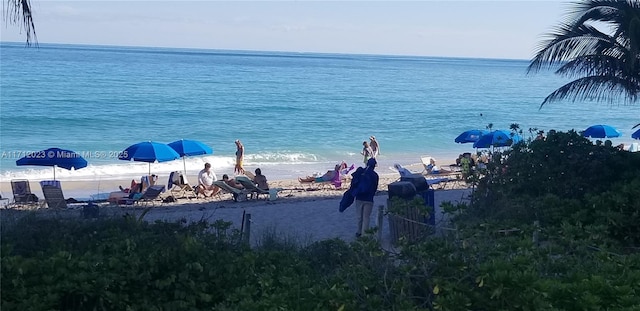 view of water feature featuring a view of the beach