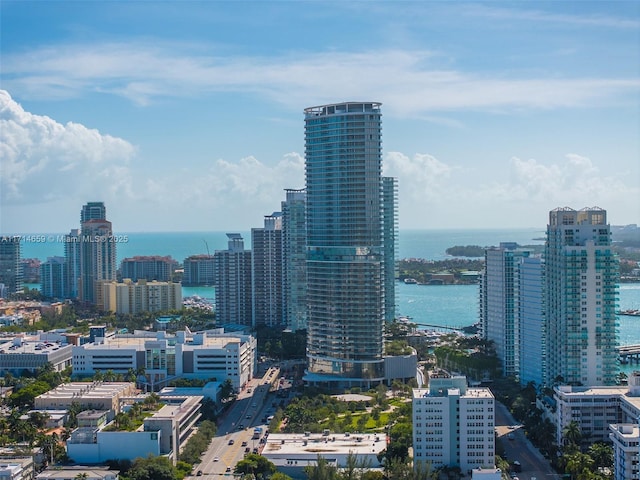 view of city with a water view