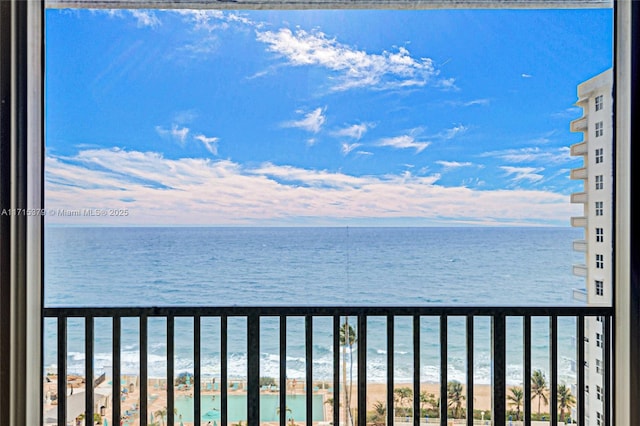 water view featuring a view of the beach