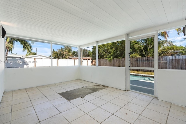 view of unfurnished sunroom