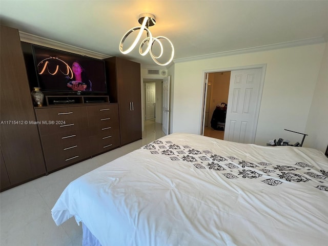 bedroom with ornamental molding