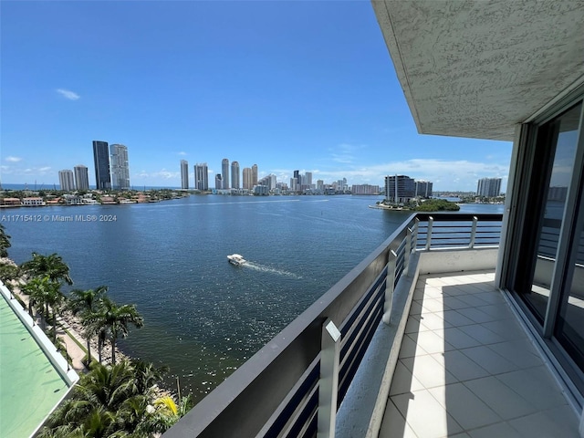 balcony with a water view