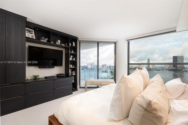 bedroom featuring a wall of windows