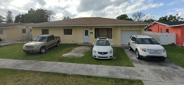 ranch-style house with a front lawn