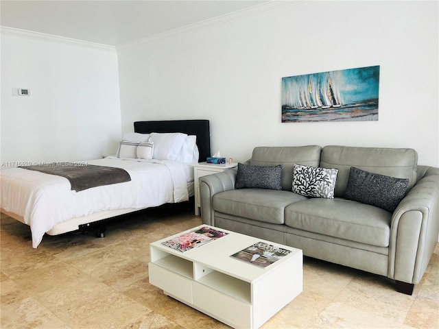 bedroom with ornamental molding