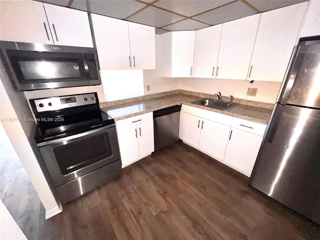 kitchen featuring white cabinets, stainless steel appliances, and sink