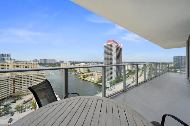 balcony with a water view