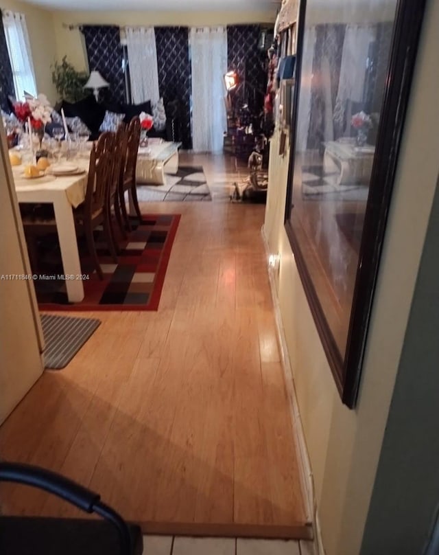 dining space featuring hardwood / wood-style flooring