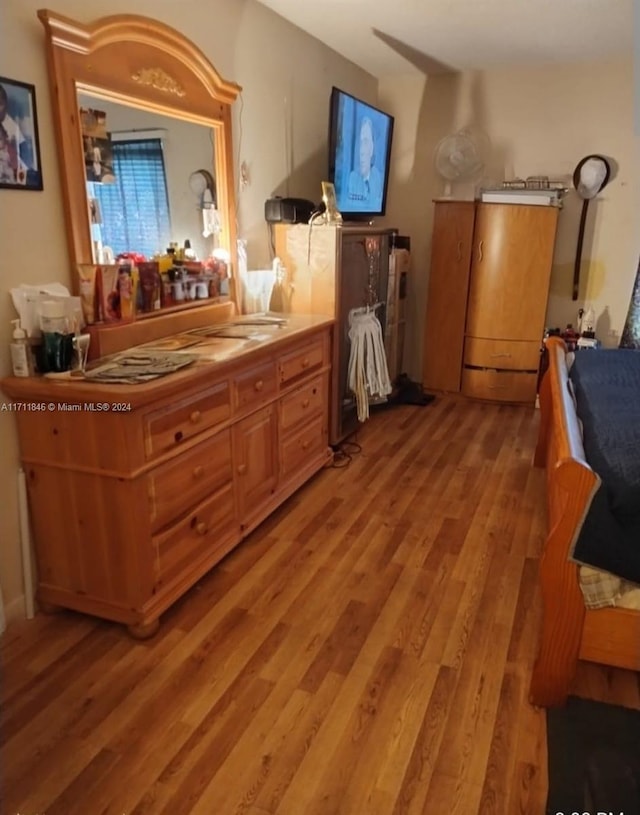 kitchen with hardwood / wood-style floors