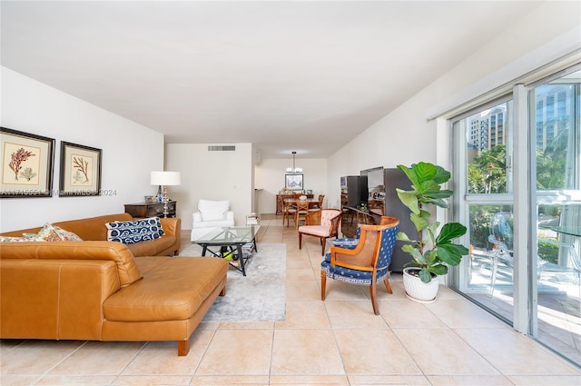 view of tiled living room