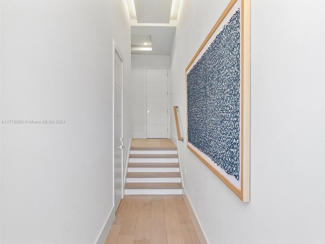 hallway featuring light wood-type flooring