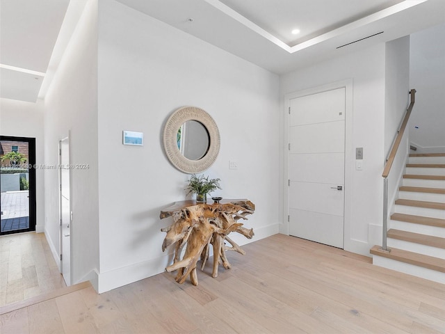 entrance foyer featuring light wood-type flooring